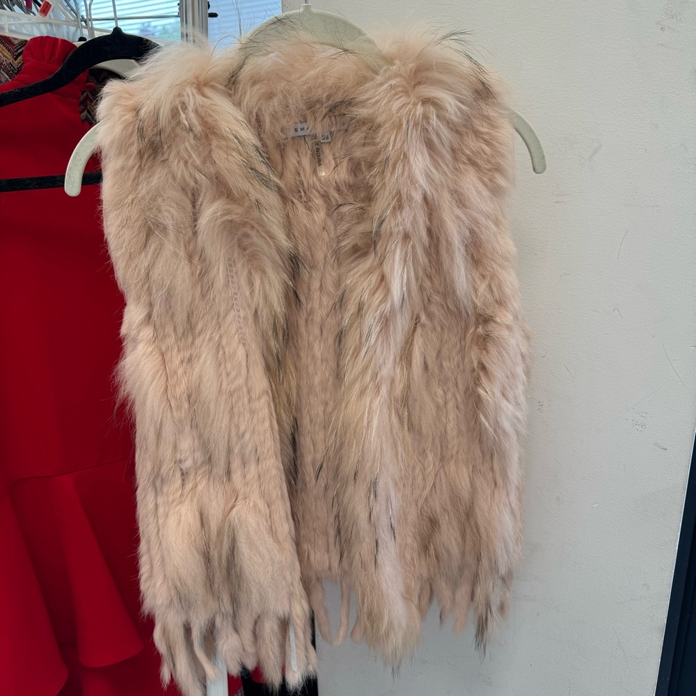 Pink rabbit fur vest